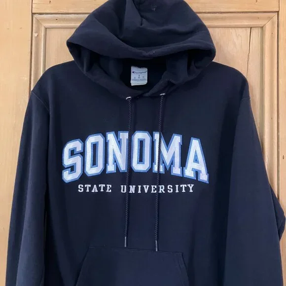 Champion Mens Vintage Y2K Sonoma State Embroidered Hoodie Size Small Blue SP EXC - Picture 2 of 10
